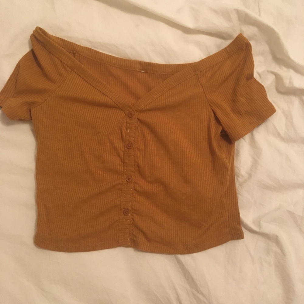 Dark orange button up crop